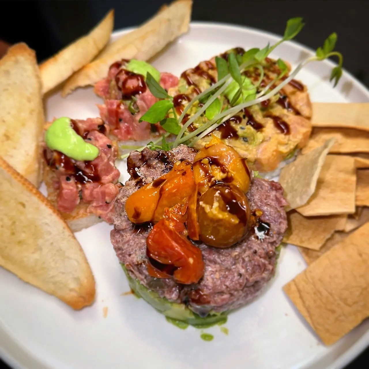 tartare trio at TAURO Restaurant
