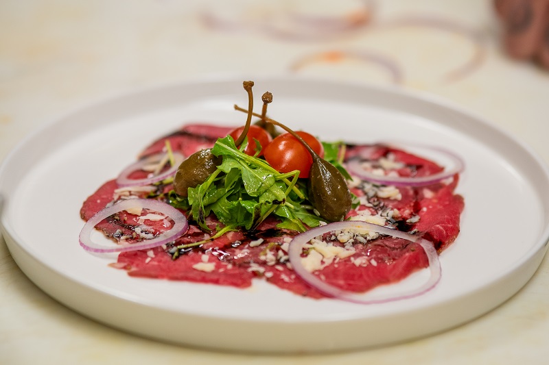 beef carpaccio at TAURO Restaurant